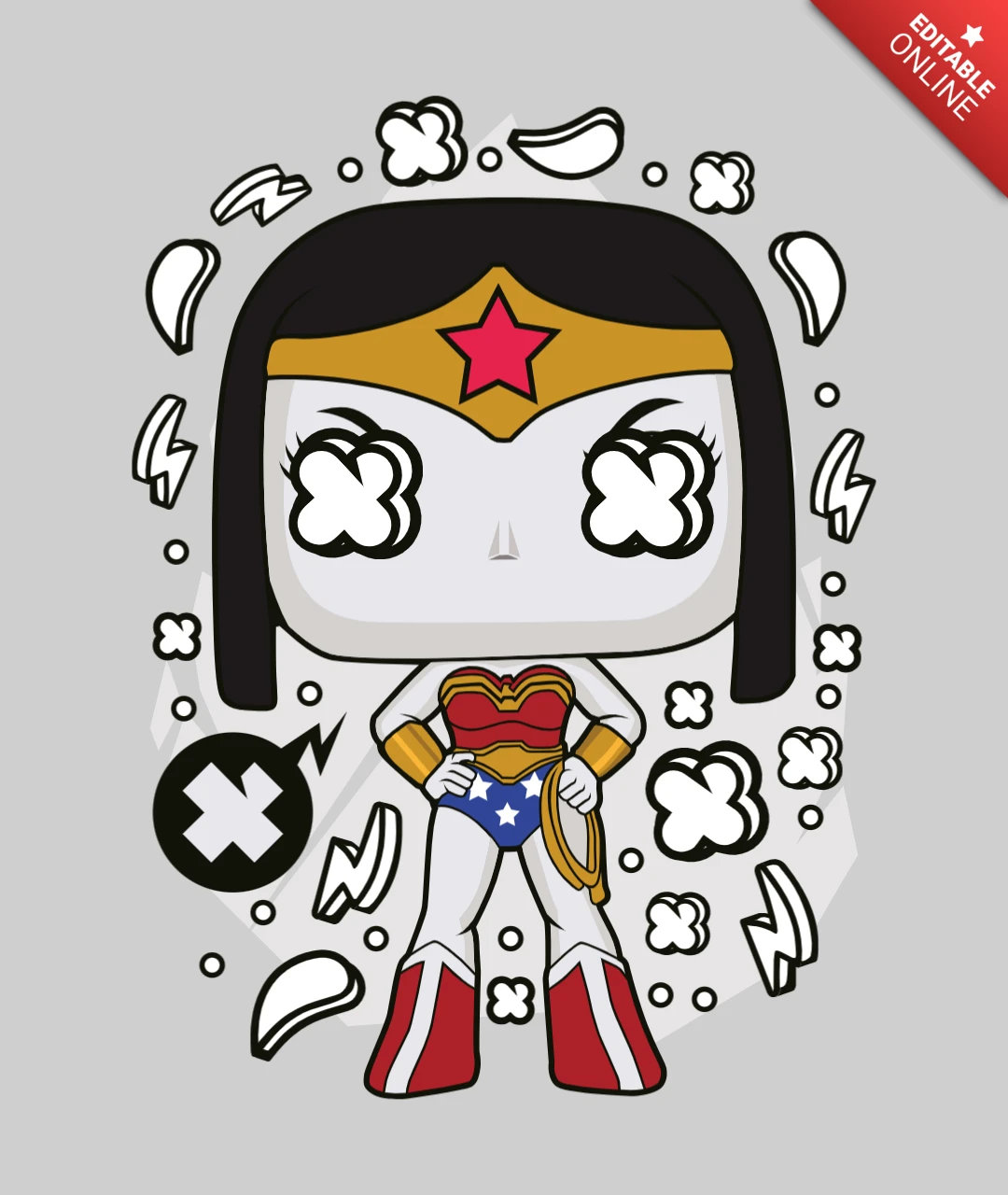 Wonder Woman Pop Culture T-Shirt Design Template
