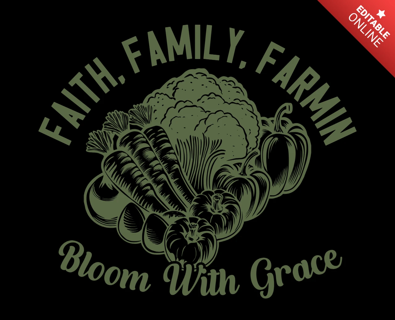 Plantilla de diseño de granja vintage: fe, familia y productos frescos