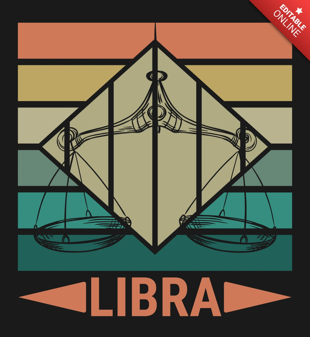 La librairie, signe du zodiaque, horoscope, modèle de t-shirt rétro
