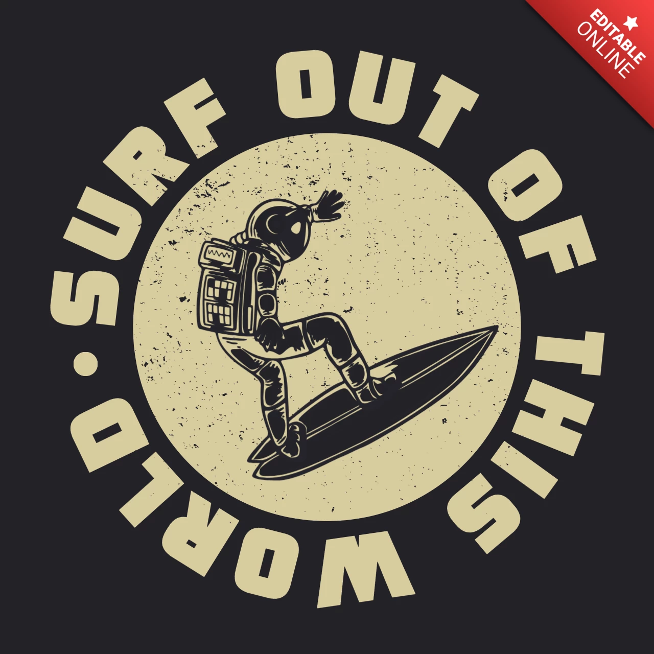 Modelo de design de camiseta vintage de astronauta surfando