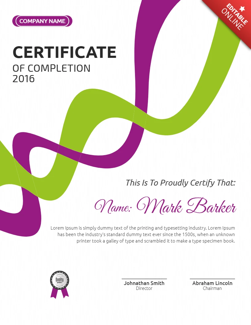 Abstracte zakelijke werknemer certificaat van voltooiing post ontwerpsjabloon