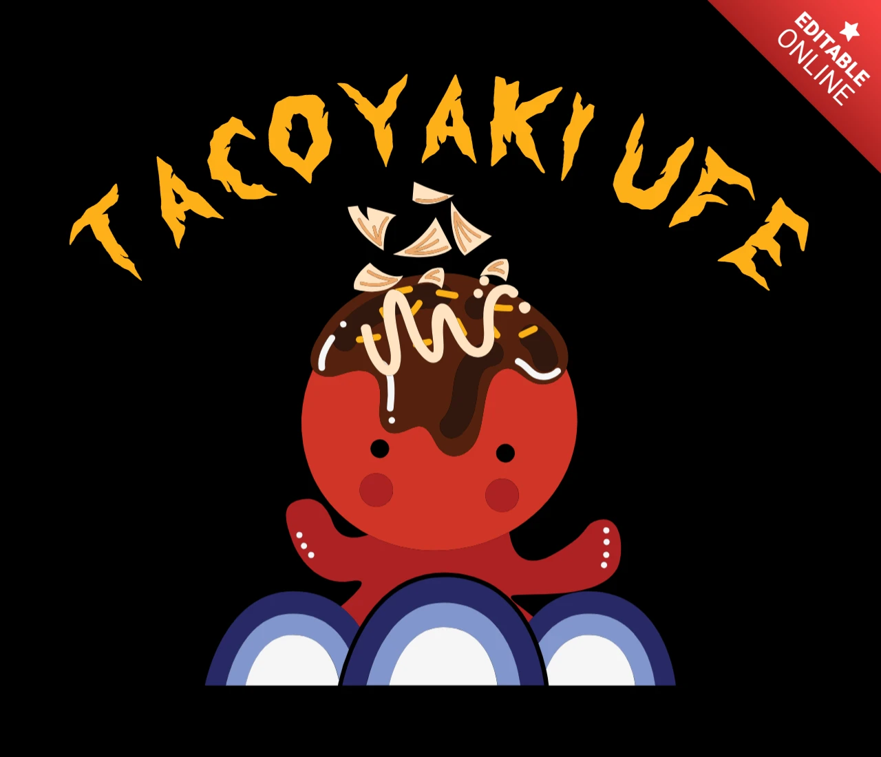 Tacoyaki Food T-shirt Design Template