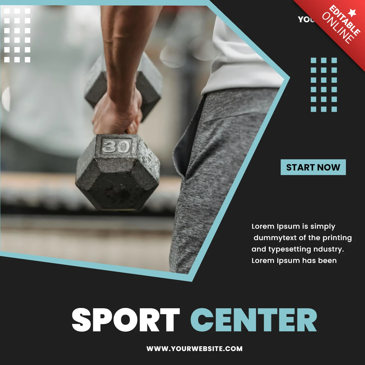 Geometrisches sportzentrum social media post design Vorlage