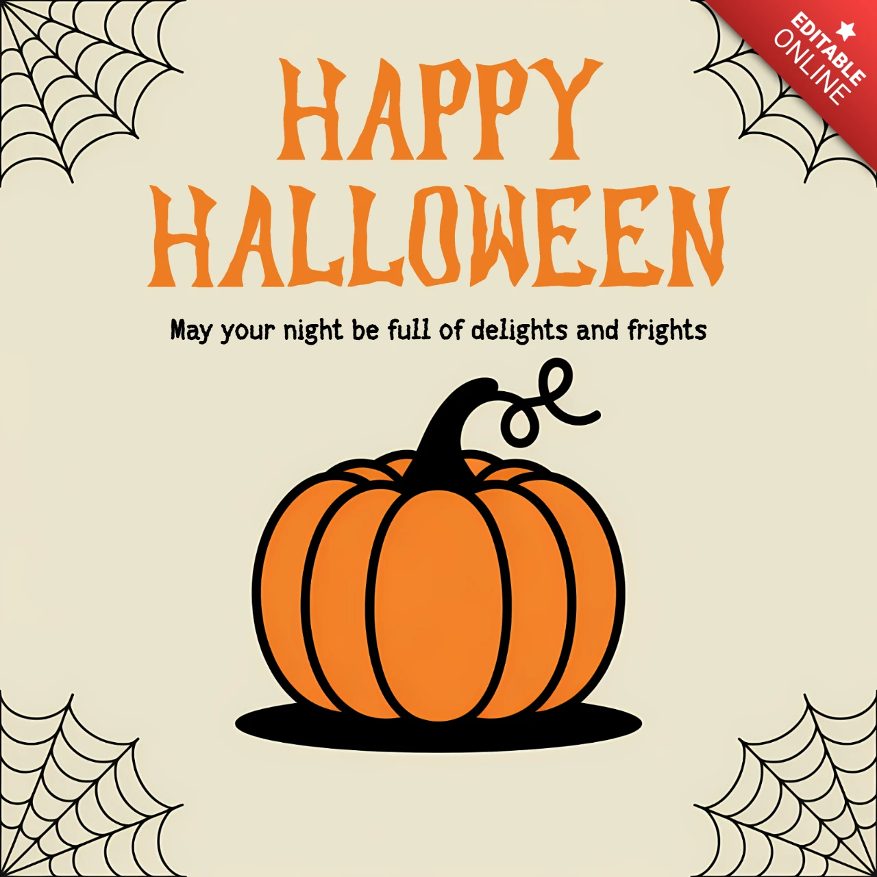 ハッピーハロウィンのカボチャデザインテンプレート、祝賀カード用