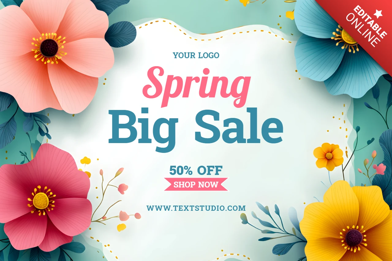 Modèle de vente de fleurs de printemps - bannière commerciale modifiable