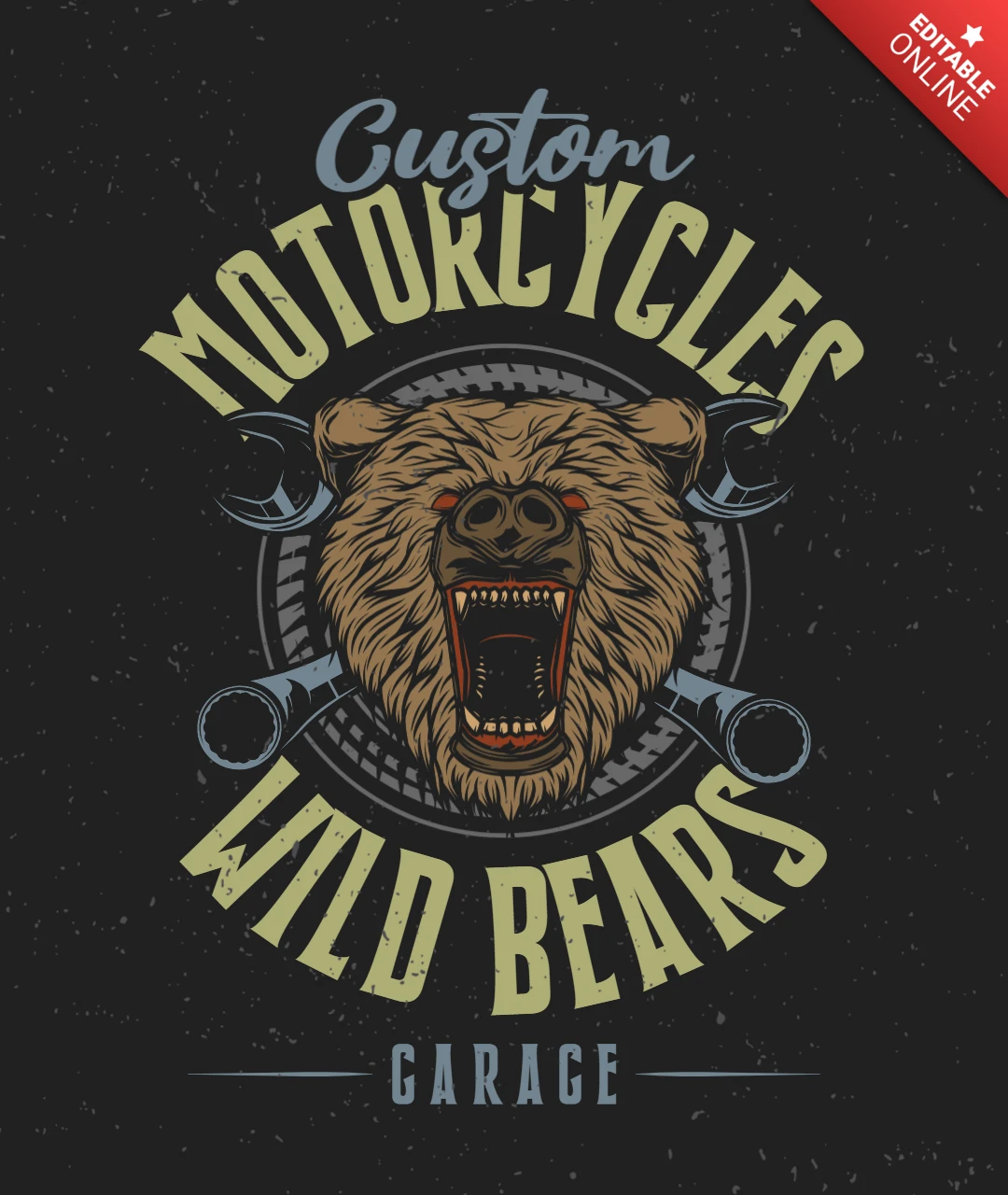 Beer hoofd motorfietsen garage t-shirt ontwerpsjabloon