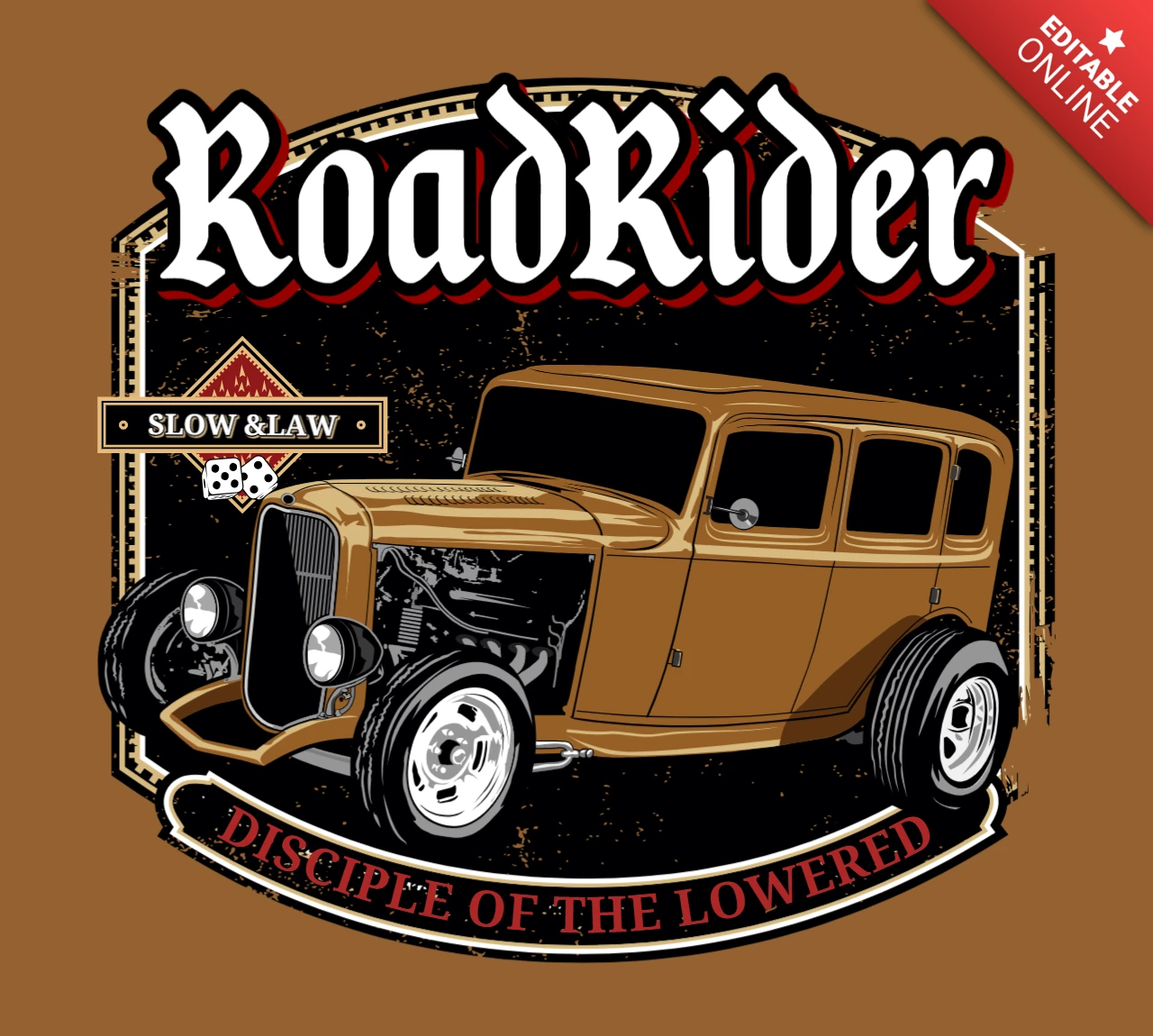 Modelo de design de camiseta vintage Road Rider
