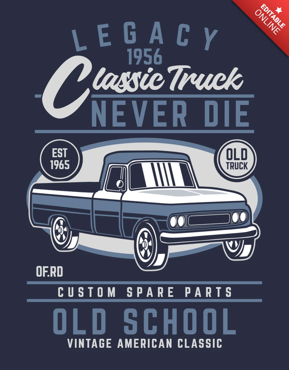 Klassischer lkw vintage t-shirt design vorlage