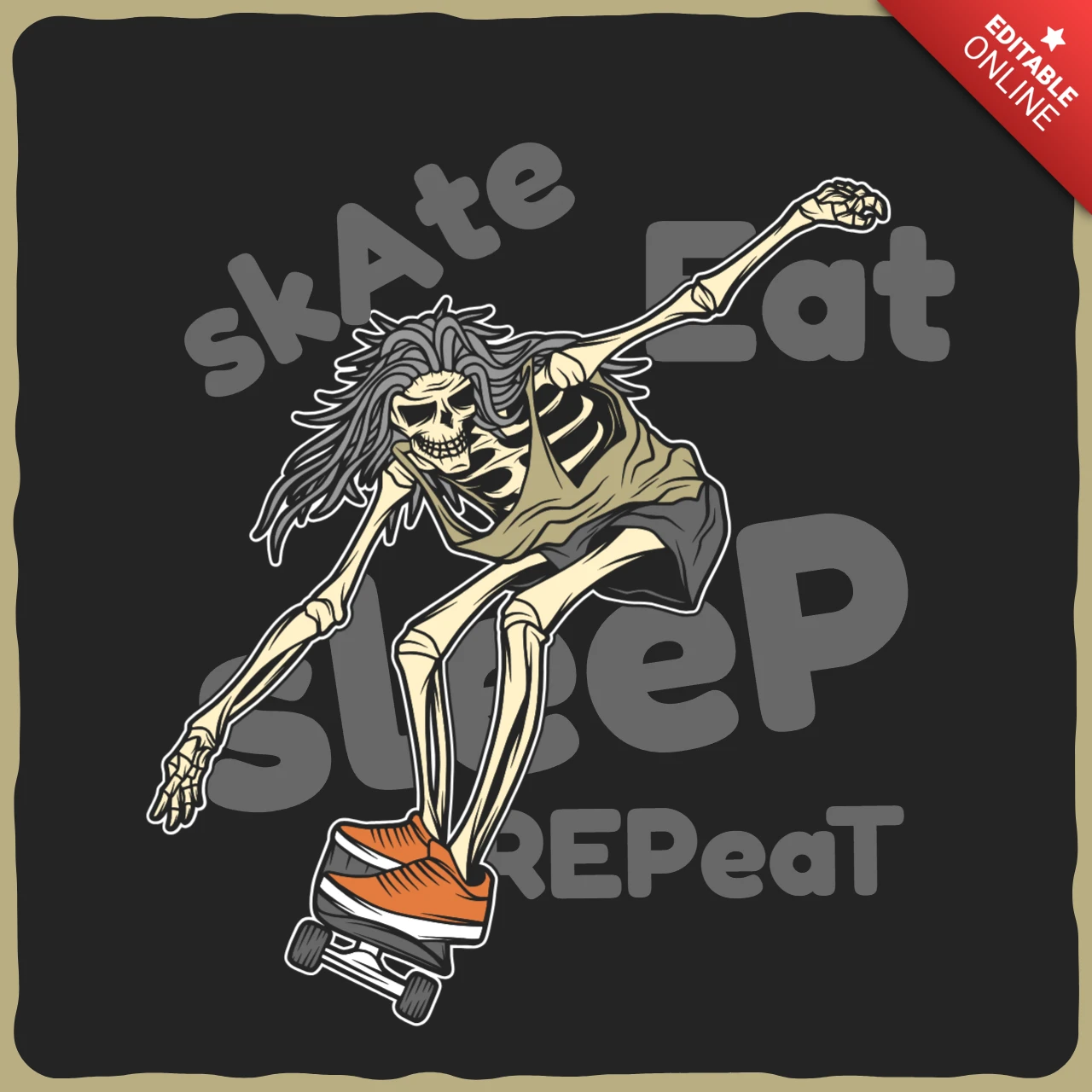 Skate Eat Sleep Skeleton T-shirt Design Template