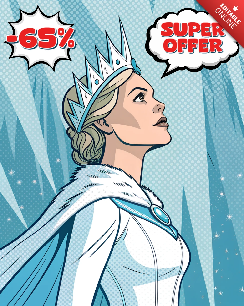 Pop Art Queen Design Template for Promotional Flyers