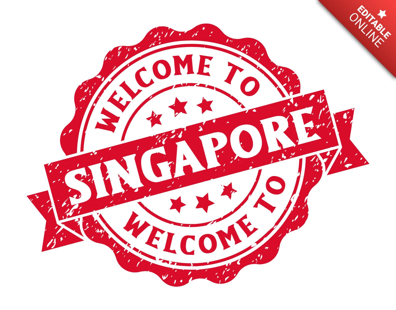 Bienvenue à Singapour - Modèle de logo pour la conception d'un timbre