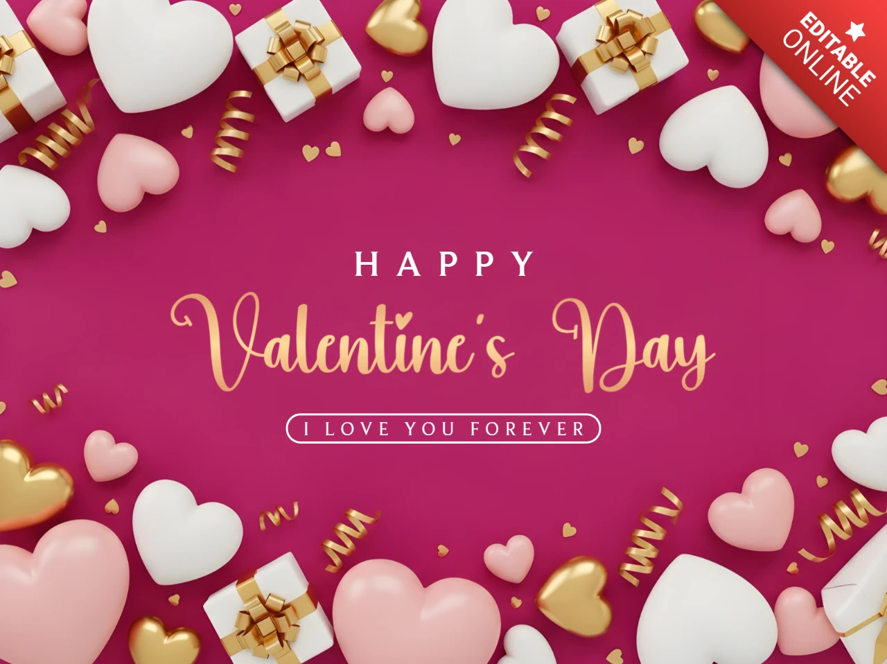 Valentine's Day Greeting Card Template with Heart and Gift Design