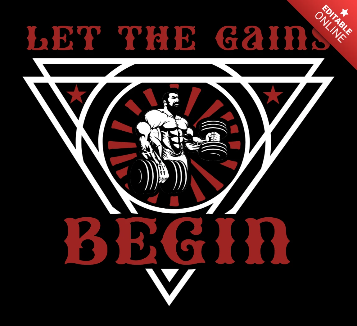 Vintage Gym Motivation T-Shirt Template: Let the Gains Begin
