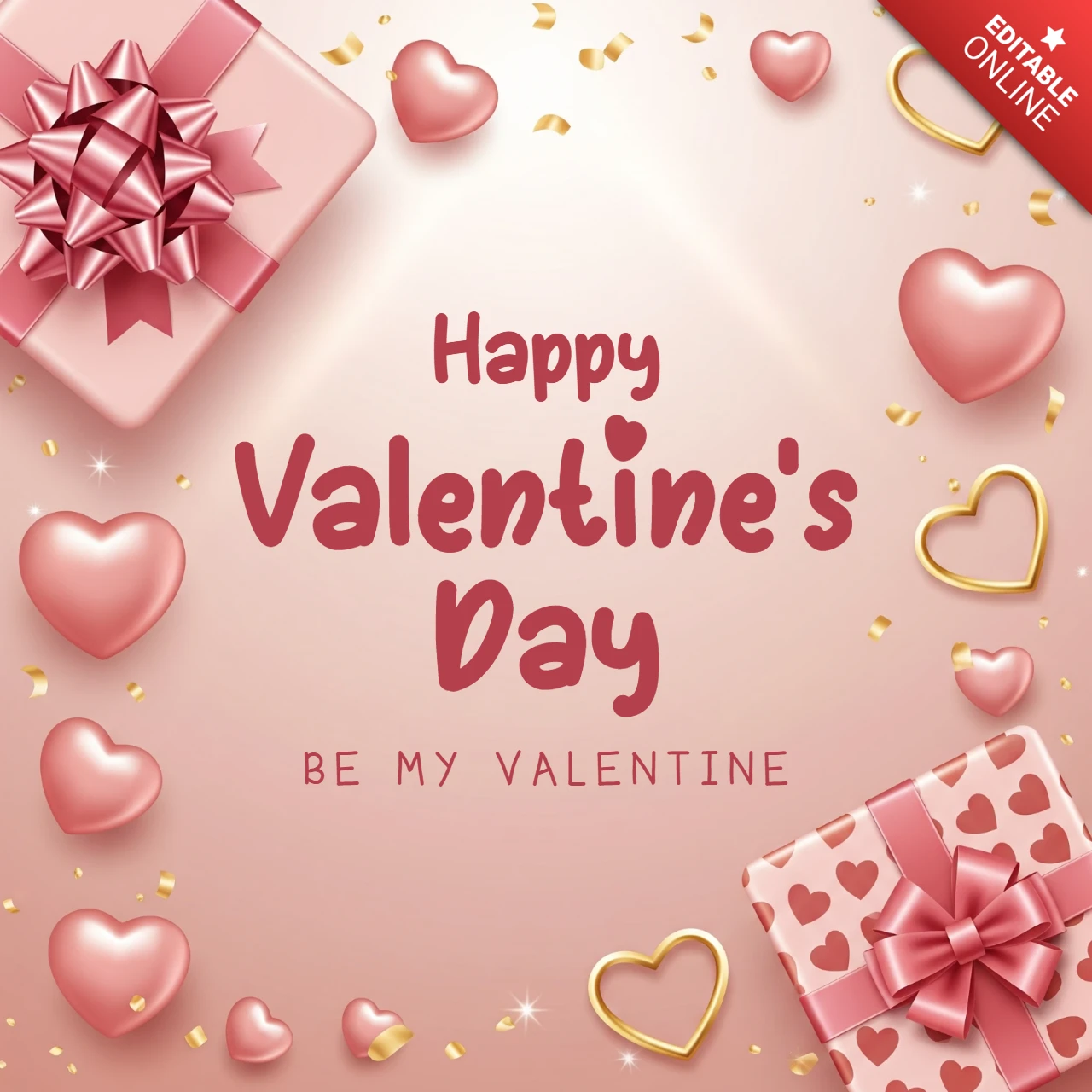 Póster de regalo del Día de San Valentín 2026 con tema de amor romántico, acentos de corazón y elementos decorativos.