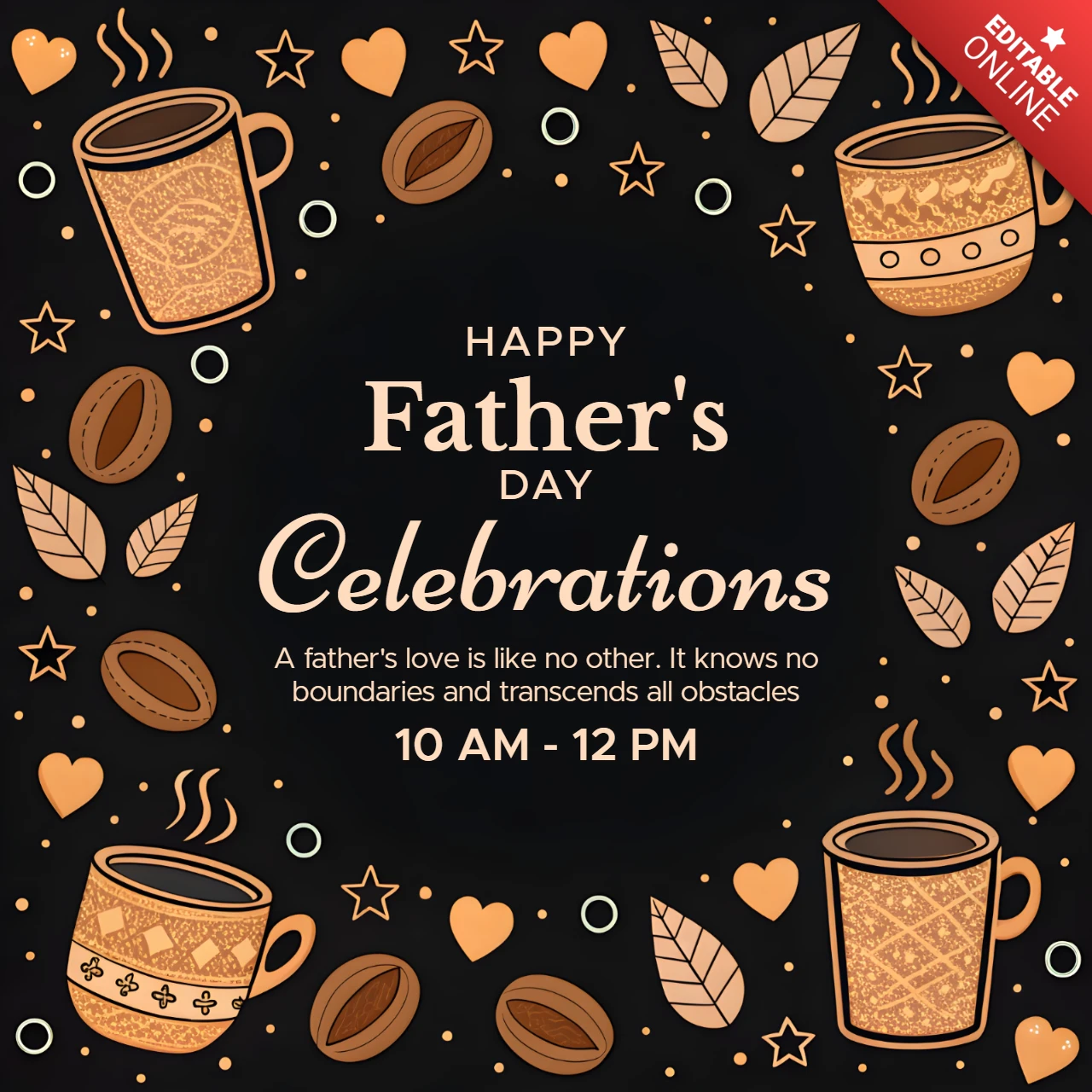 Editable Father's Day Celebration Template with Artistic Coffee Mug Design
