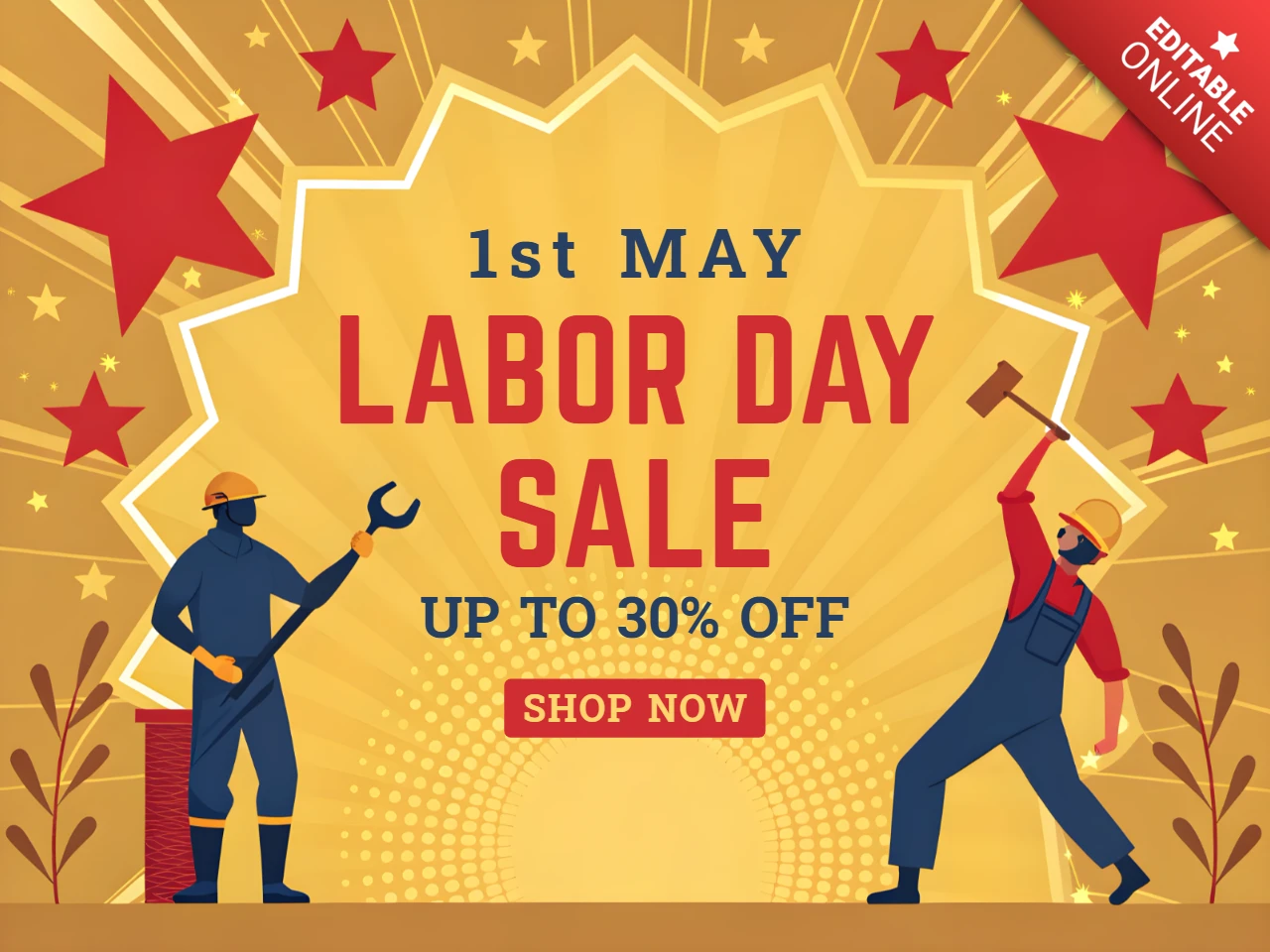 Labor Day Sale Design Template - Bold and Colorful Graphic Style for Promotions