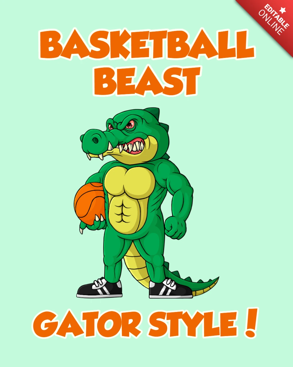 Sjabloon voor mascotteontwerp basketbalbeest alligator