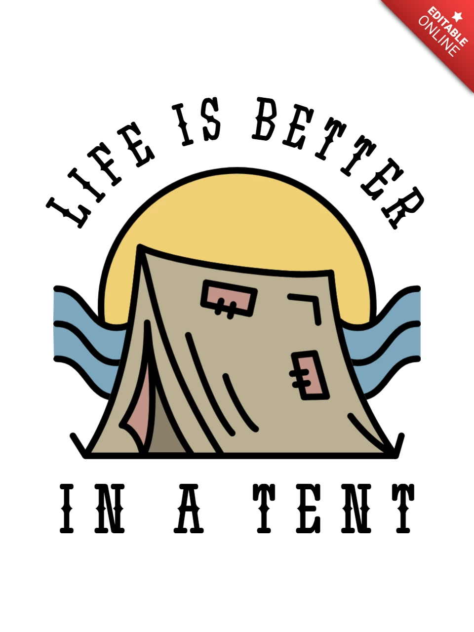 Reizen het leven is beter in een kamp t-shirt template ontwerp