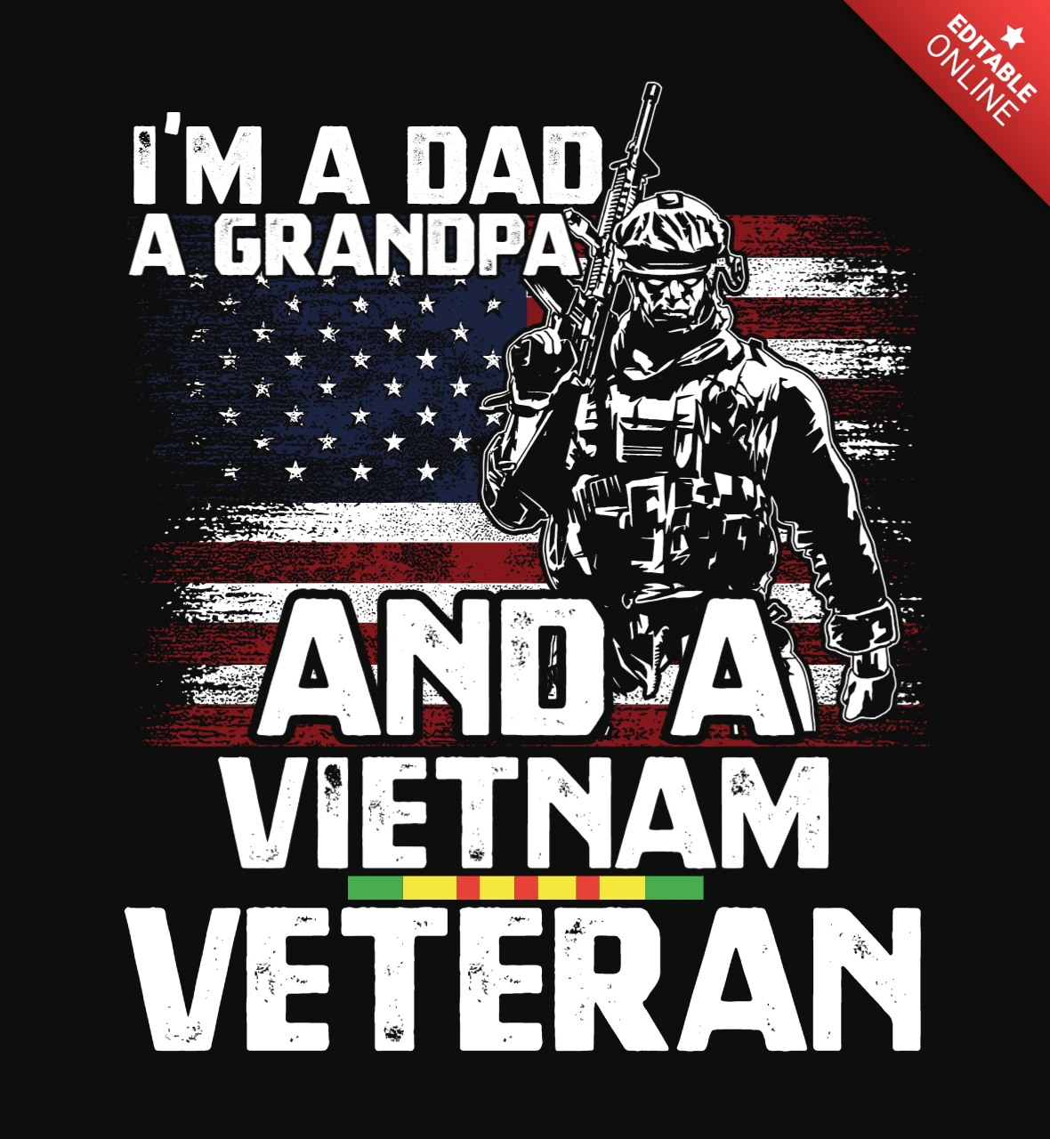 Dad A Grandpa Vietnam Veteran Usa T-Shirt Design Template
