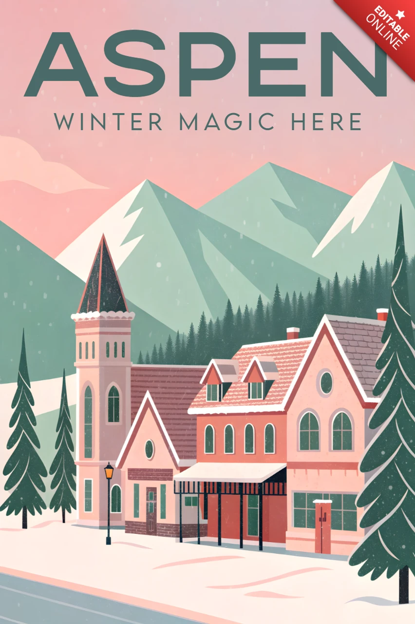 Winter Wonderland Design Template for Aspen Travel Posters