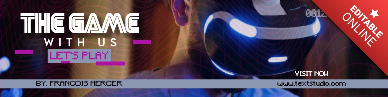 Bannière linkedin moderne, futuriste et violet pour le canal gamer