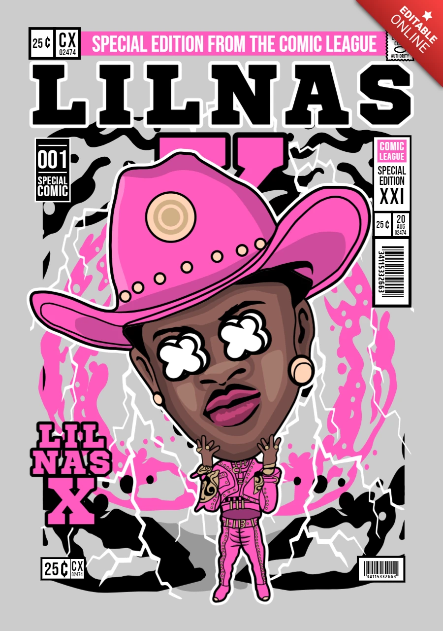 Modèle de couverture de magazine pour le personnage de dessin animé Lil nas