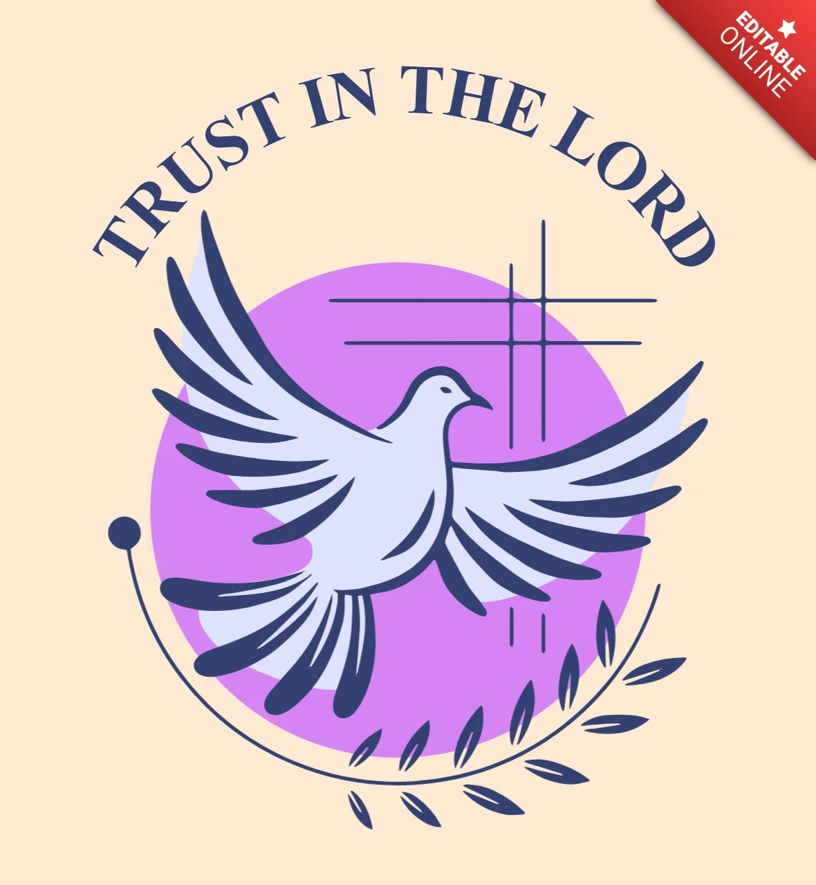 Trust in the Lord Dove, Cross & Faith Circle Merchandising Design Template