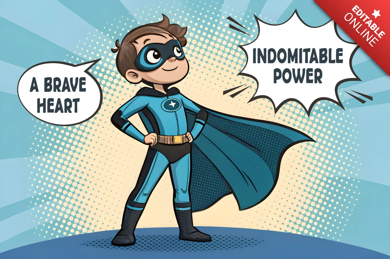 Superhero Character Design Template for Kids' Apparel and Merchandise