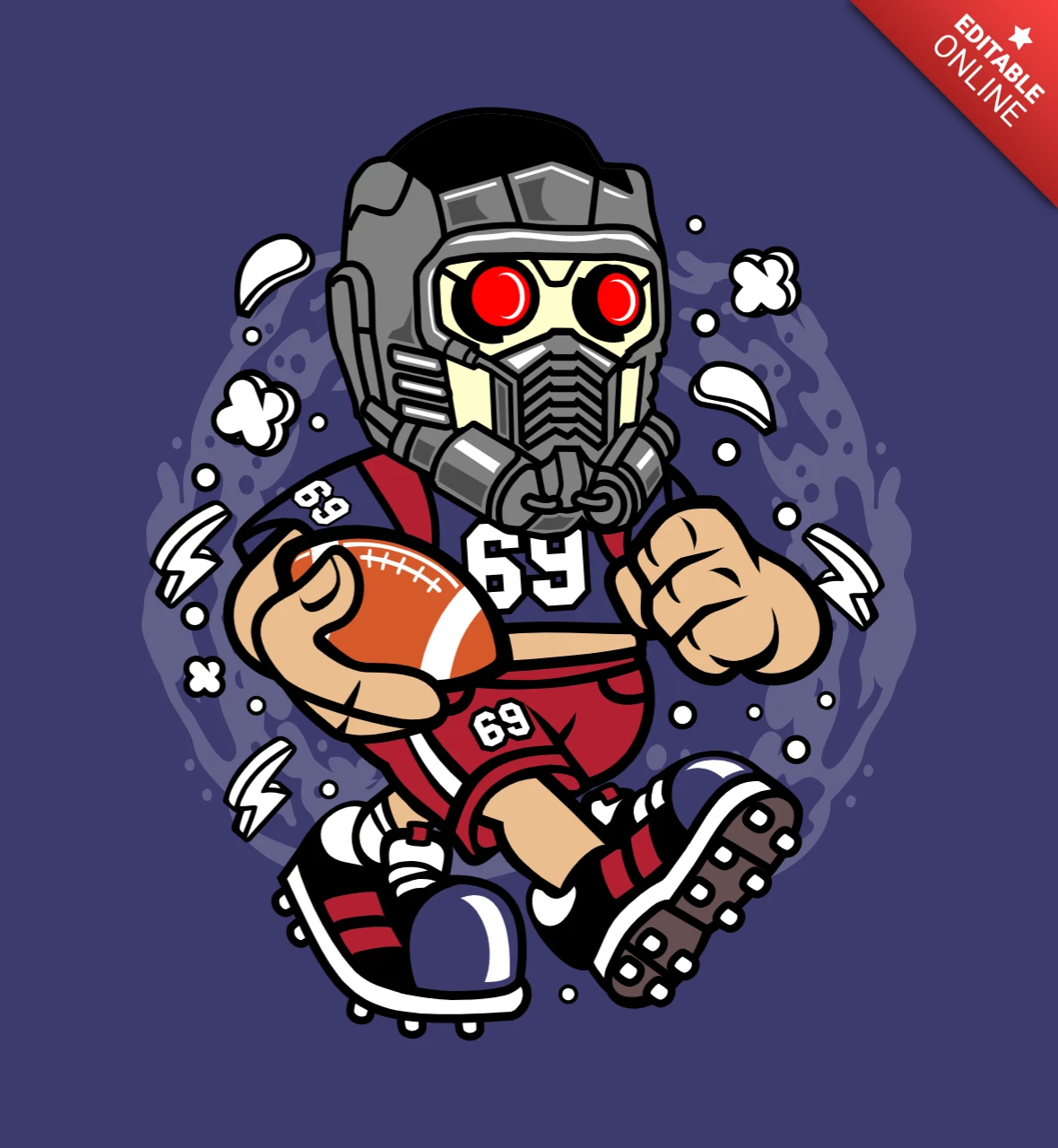Quarterback Star-Lord GOTG Football Pop Culture T-Shirt Template