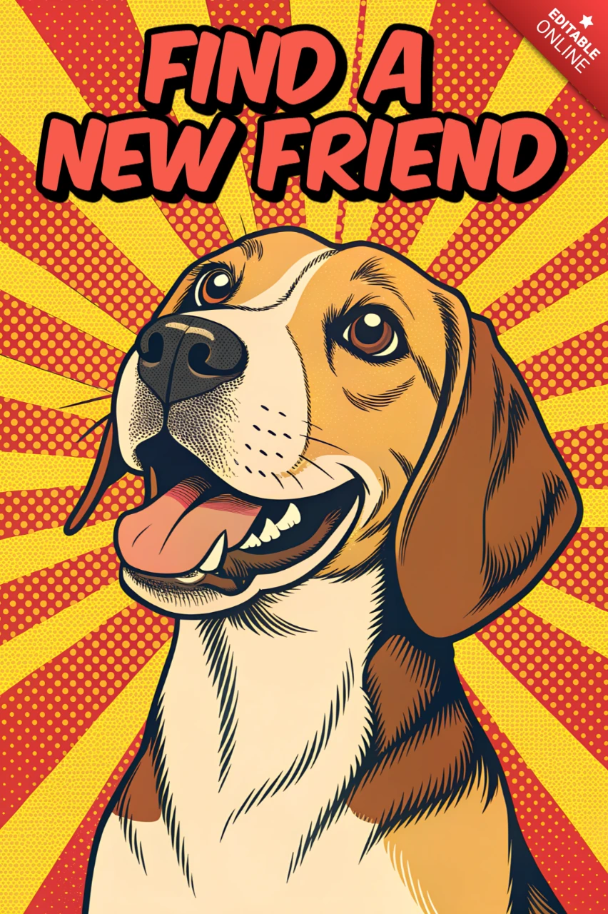 Diseño de adopción de perros en pop art para plantilla de volantes 'adopta, no compres'