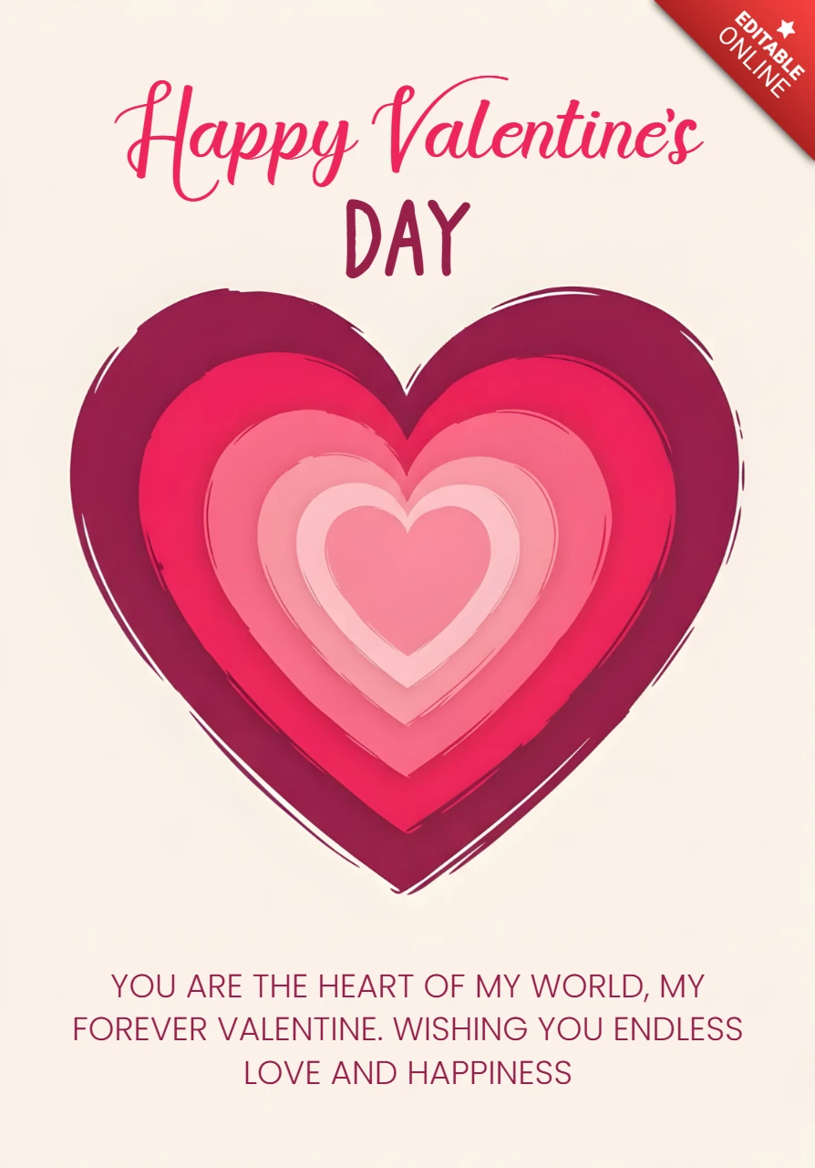 Valentine's Day Heart Design Template for Greeting Cards
