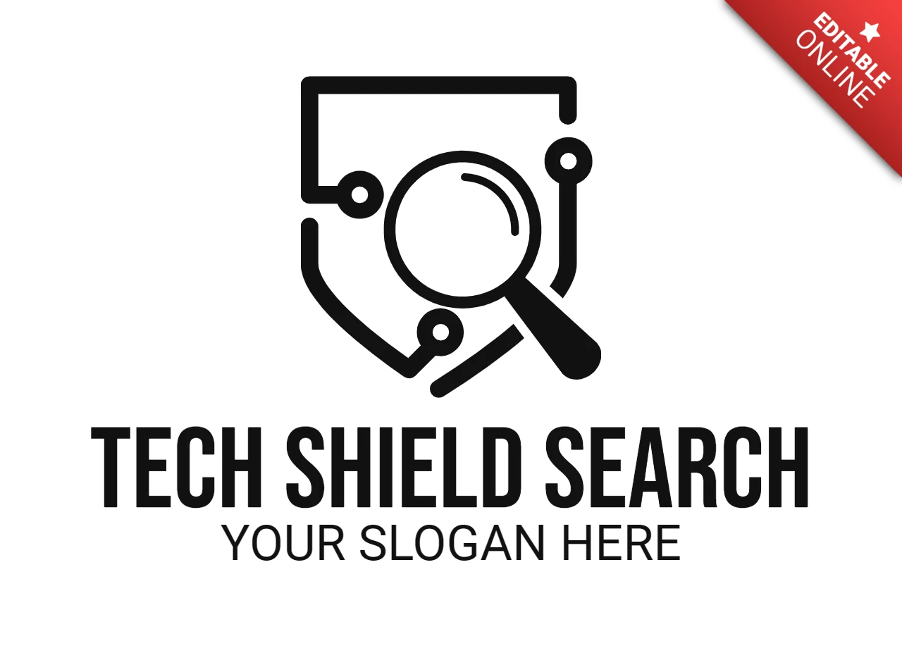 Tech Shield Search Logo Design Template