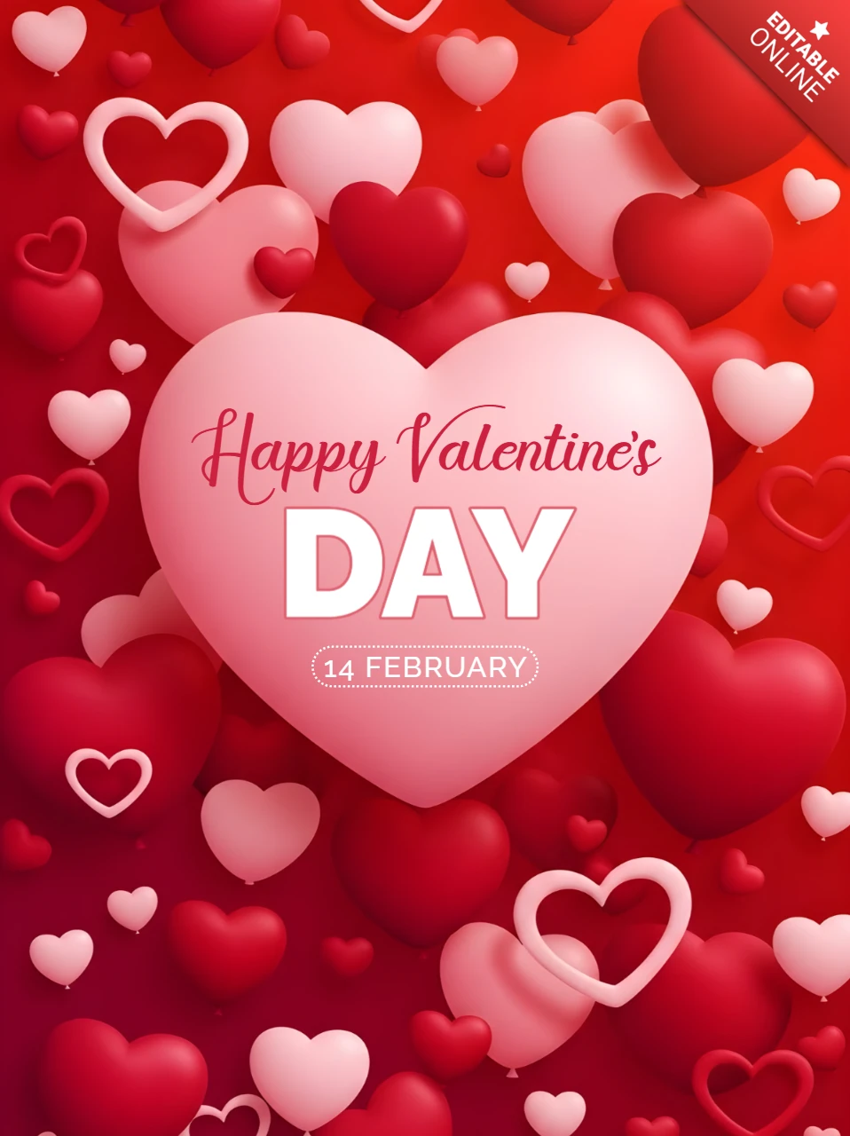 Valentine's Day Heart Design Template for Greeting Cards