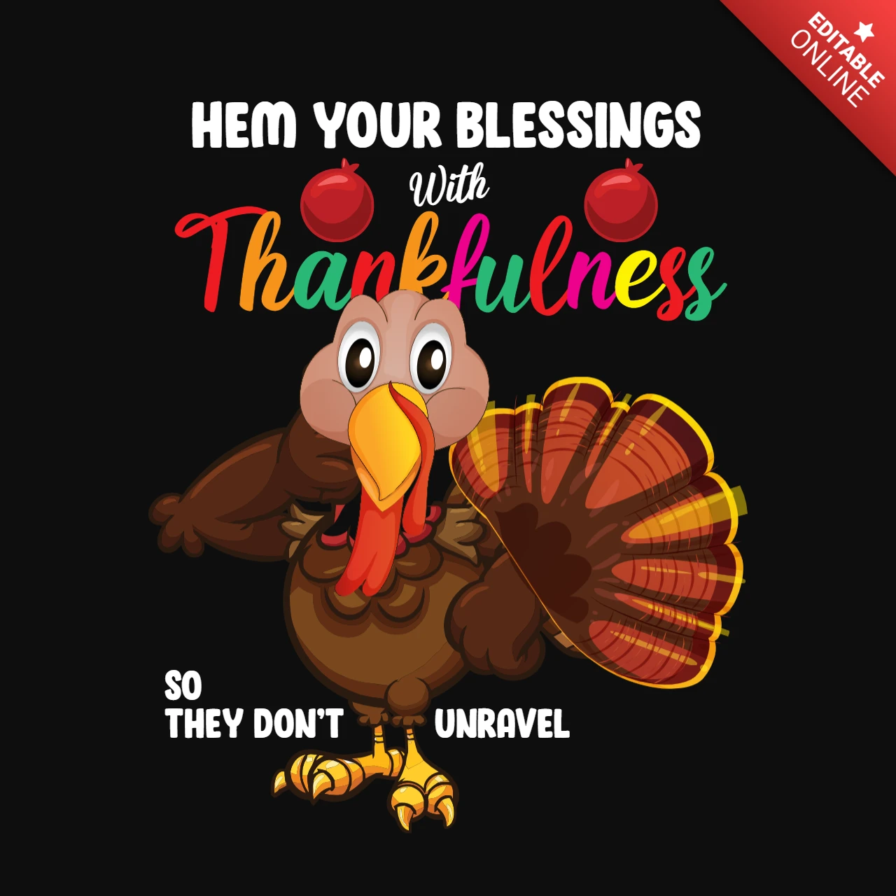 Modello di maglietta Hem your blessings with thankfulness