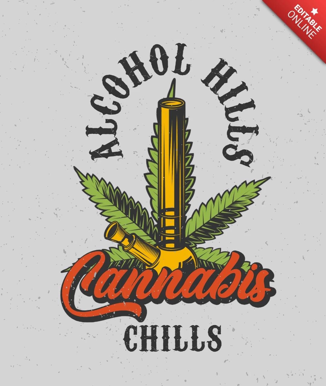 Cannabis y una cachimba plantilla de diseño de camiseta
