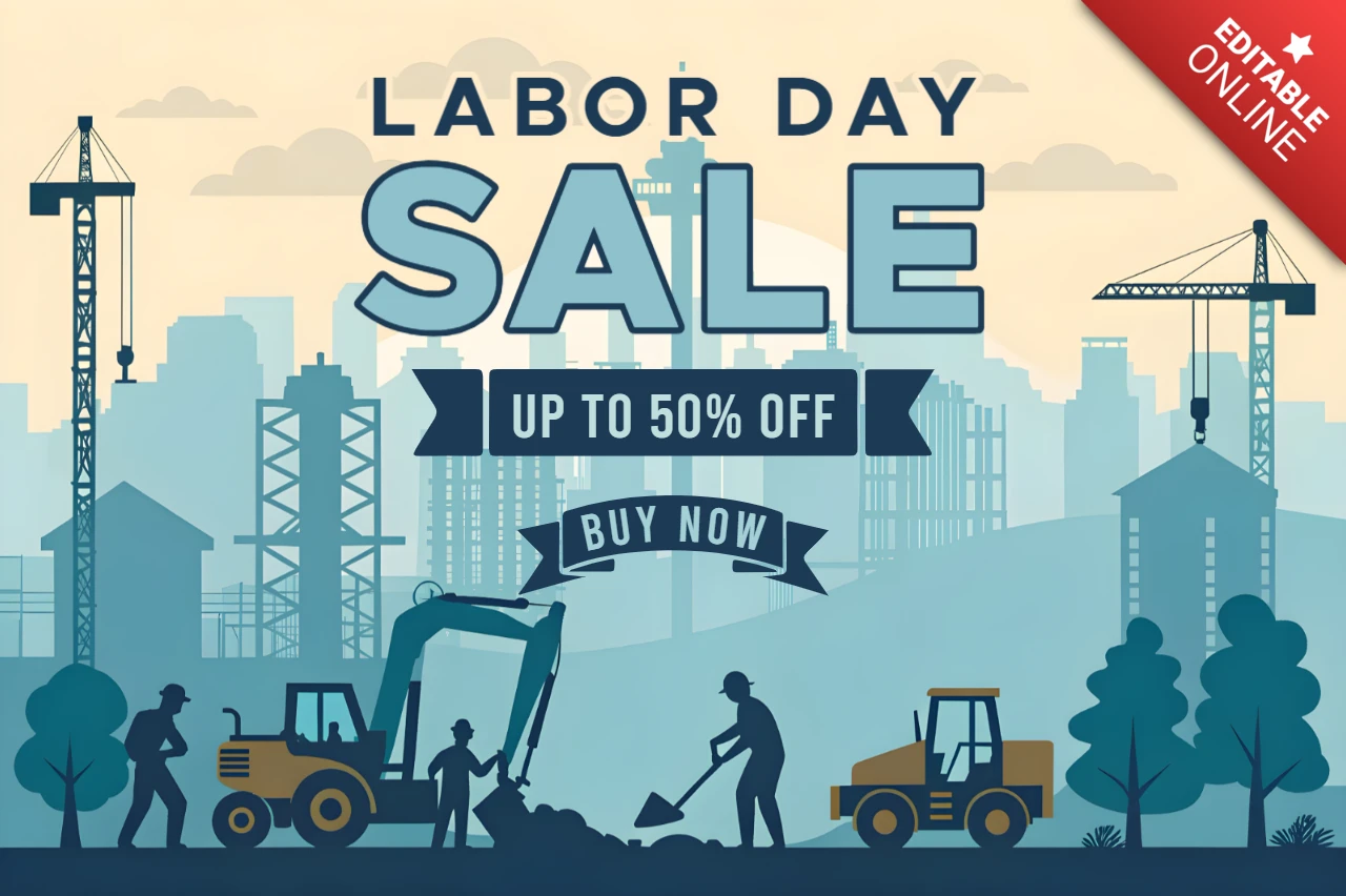 Plantilla de diseño de venta del Día del Trabajo con tema de construcción
