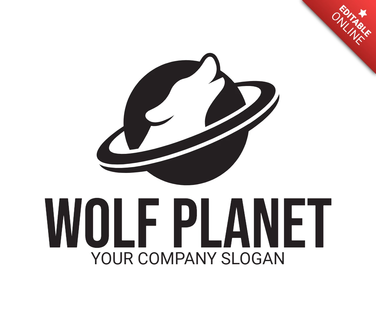 Modelo de design de logotipo do Wolf Planet