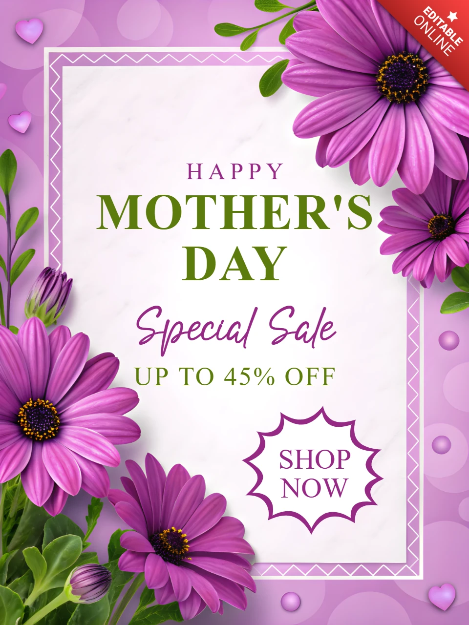 Floral Mother's Day Sale Template Design – Editable Promotional Graphic for Discounts