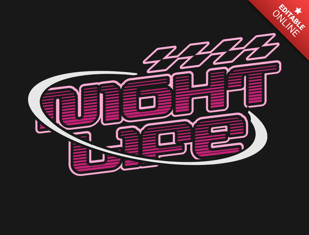Nachtleben Drift Neon Schachbretttypografie für urbanes Geschwindigkeitskultur T-Shirt-Designvorlage