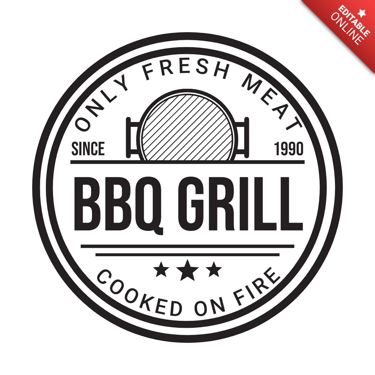 BBQ Grill Restaurant Logo Design Template