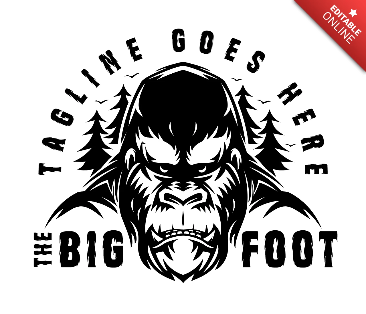 Bigfoot Head Logo Design Template