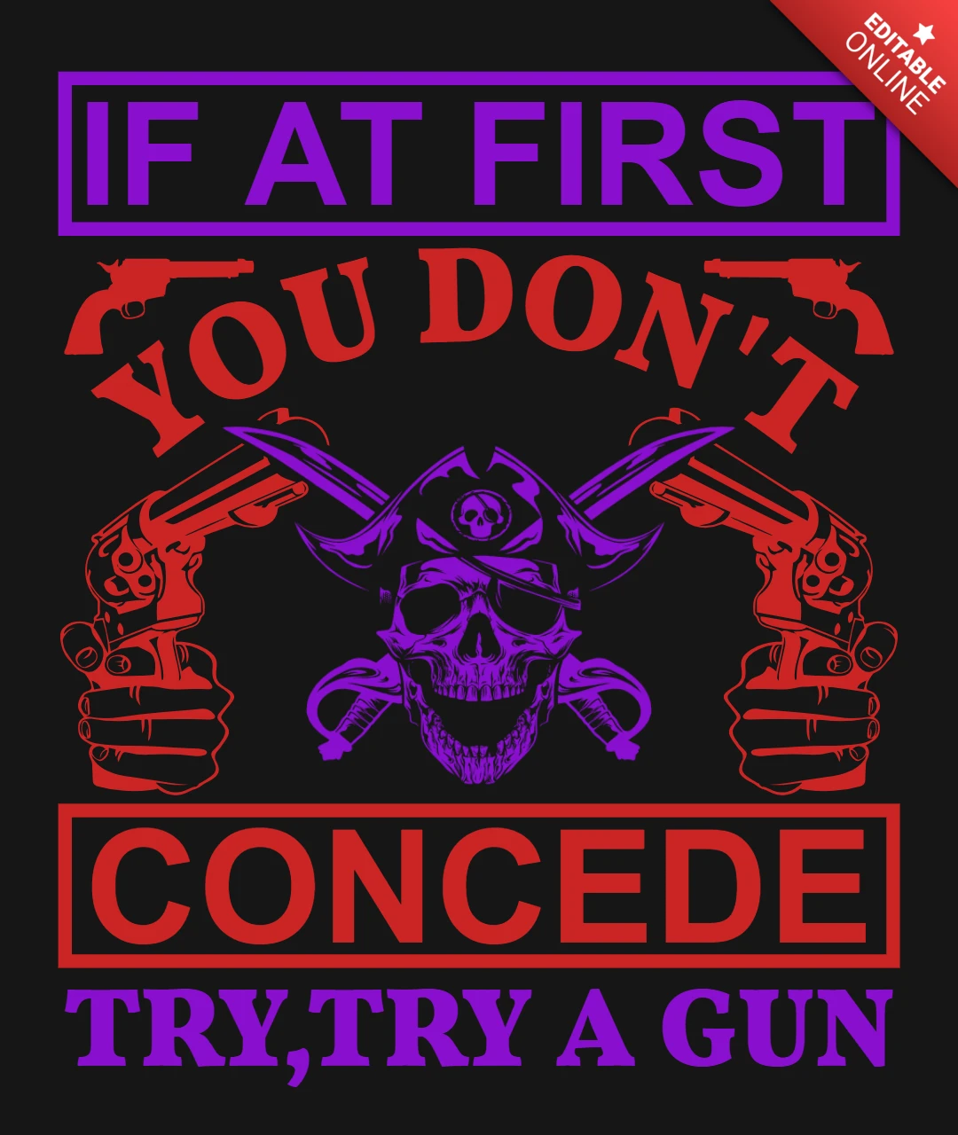 Modelo de design gráfico ousado com tema de piratas: "se no início você não ceder