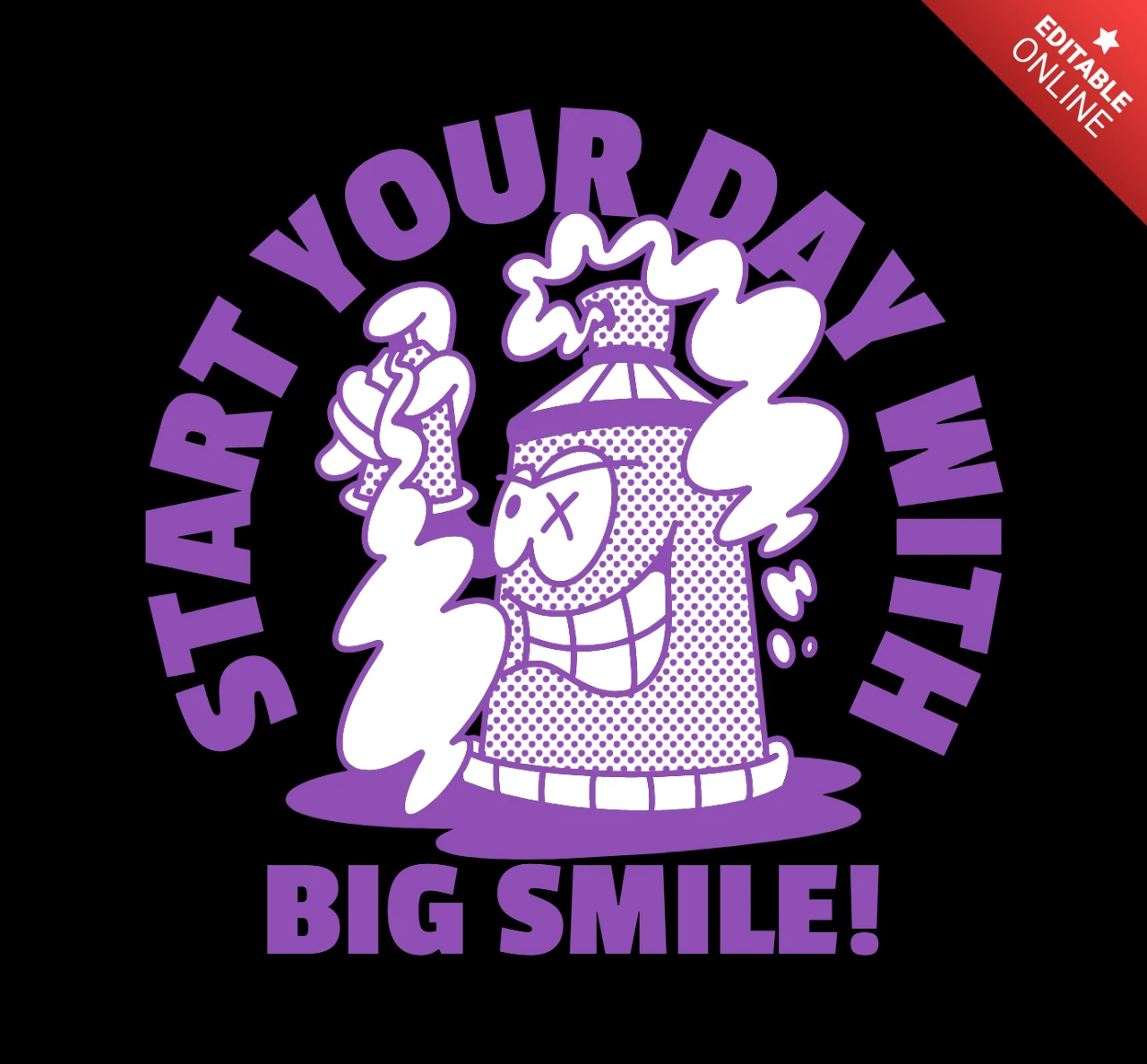 Comienza tu día con una gran sonrisa, diseño de camiseta motivacional de vibras positivas.