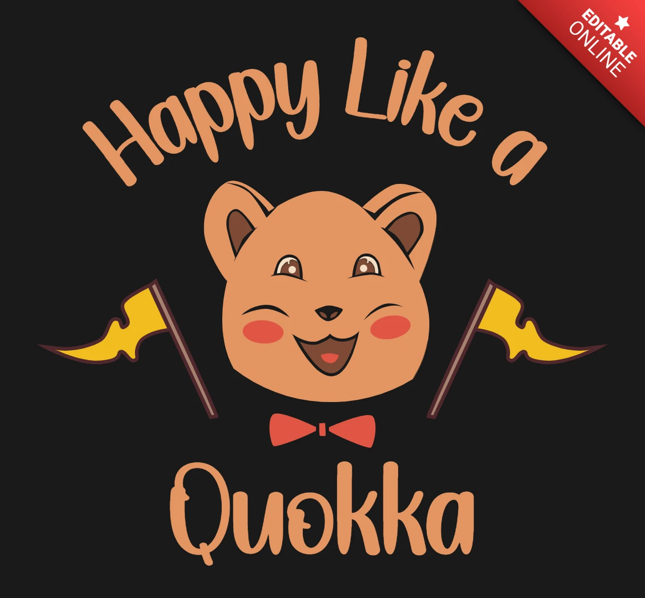 "felice come un quokka" citazione positiva per un design di maglietta a tema australiano per sentirsi bene