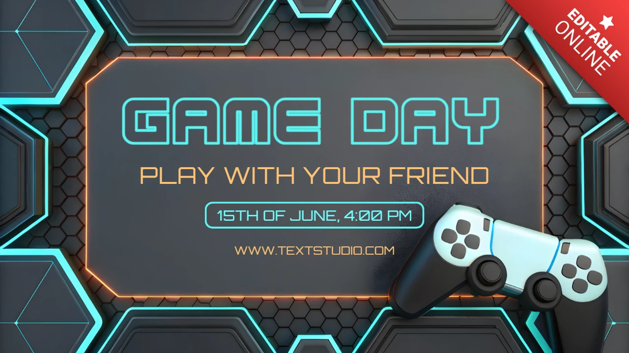 ゲームデイイベントテンプレート ゲームコントローラーデザイン付き