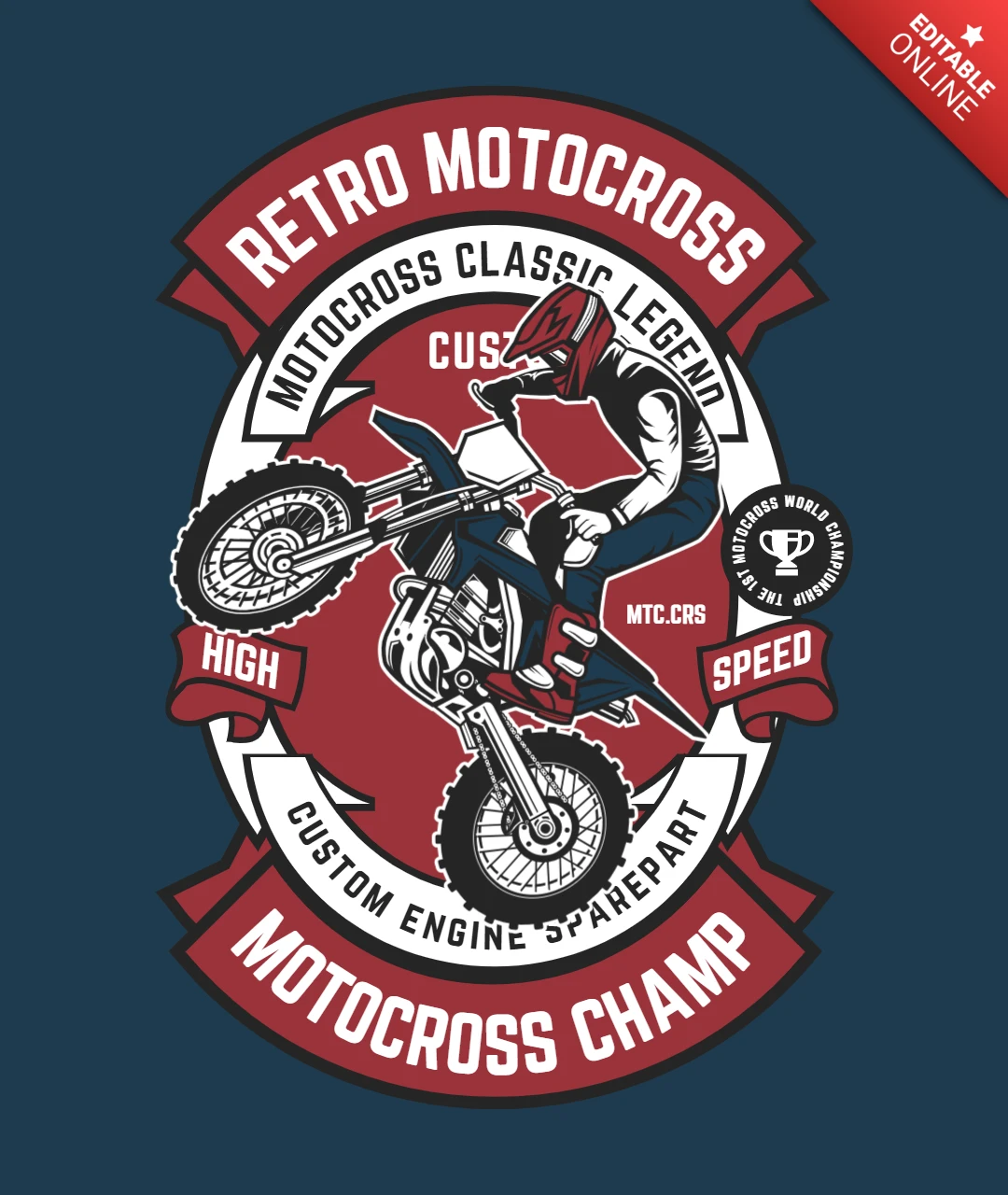 Retro Motocross Bike T-Shirt Design Template