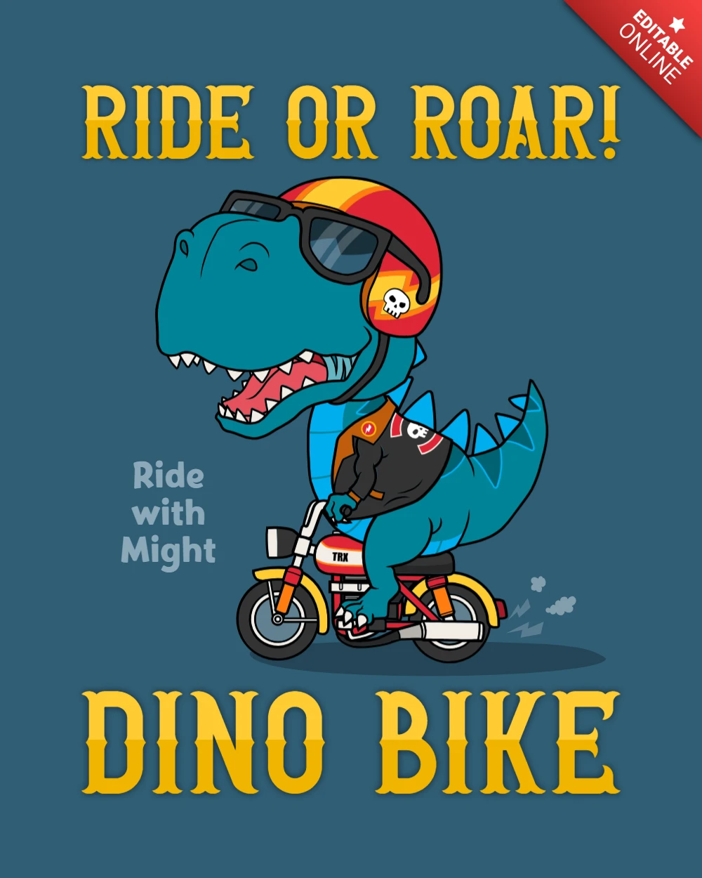 Dino-Bike-Abenteuer-Design-Comic-Vorlage: Fahren oder Brüllen!