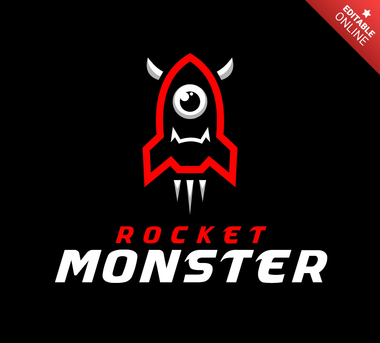 Plantilla de diseño de logotipo de monstruo cohete