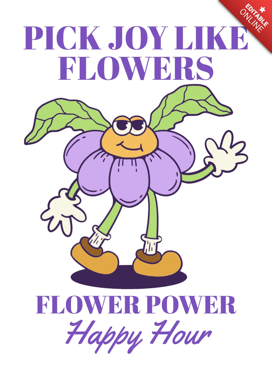 Plantilla de diseño de poder floral juguetón para promociones de happy hour