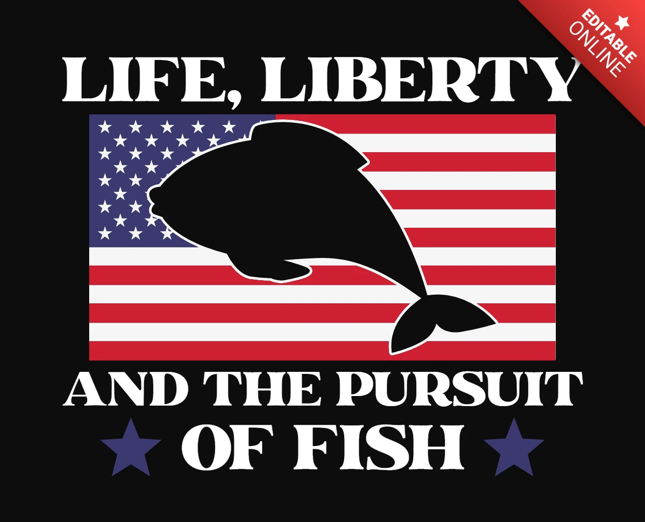 Amerikaanse achtervolging van vis t-shirt ontwerpsjabloon
